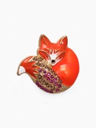 Брошь «Лиса» блестящая, цвет бело-розовый в золоте - Фото 1