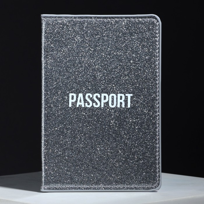 Обложка для паспорта «Passport», ПВХ блестящая, цвет серый