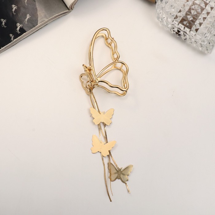 Краб для волос "Анрия" бабочка, 8х11 см, золото - Фото 1