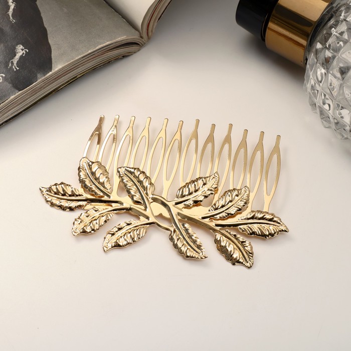 Гребень для волос «Либерти», веточка, 5×8 см, золото
