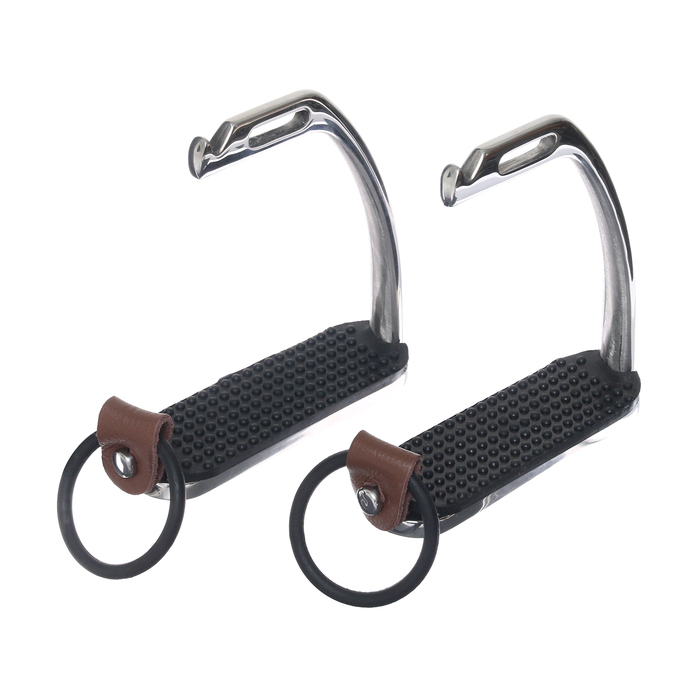 Стремена металлические с резиновыми вставками, хром, набор 2 шт. - Фото 1