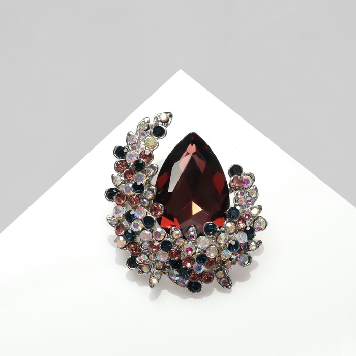 Брошь «Императрица» полумесяц, цветная в серебре - Фото 1