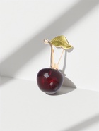 Брошь «Вишенка» с листочком, бордово-зелёная в золоте - Фото 6