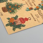 Наклейка бумага крафт "Новогодние венки" 3х9 см лист 10х10 см - Фото 3
