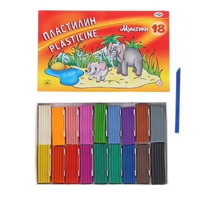 Пластилин «Гамма. Мультики», 18 цветов, 360 г, со стеком