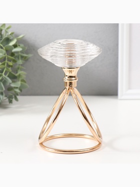 Подсвечник на 1 свечу «Иллюзия воды», d=3.5 см, под золото, 10×10×17 см 10193648