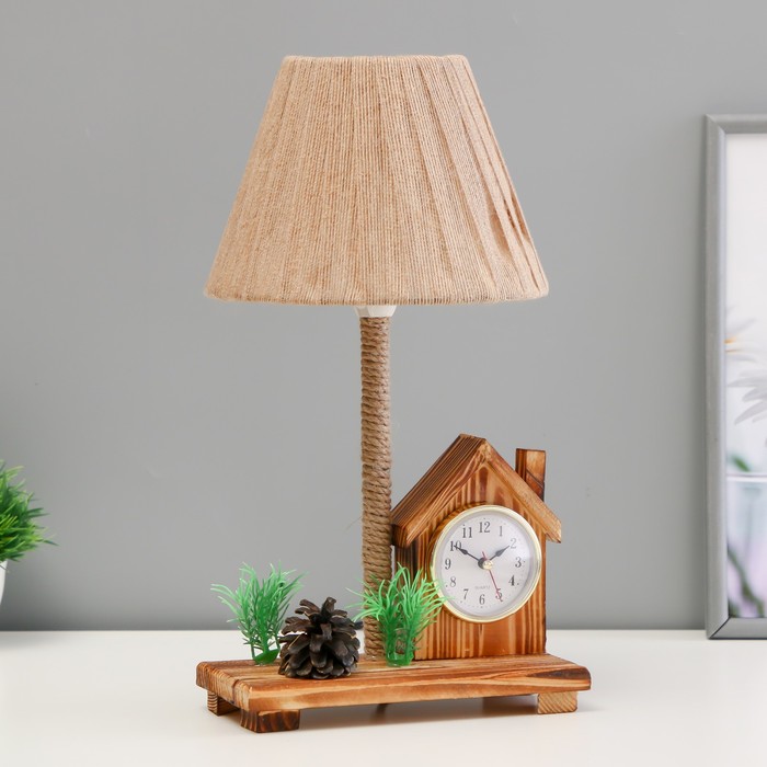 Настольная лампа с часами «Дом» Е14 15 Вт 19×18×35 см - Фото 1