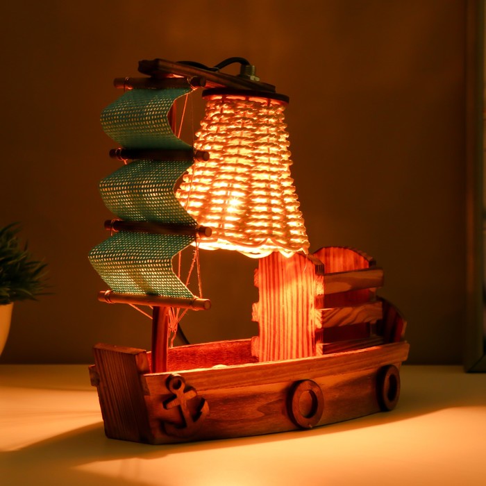 Настольная лампа "Корабль" Е12 24,5х9х22 см - фото 1909554967