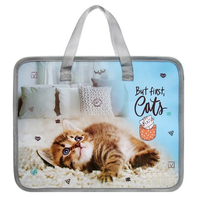 Папка с ручками пластиковая А4 Calligrata «Котёнок», 32.2×25.6×7 см