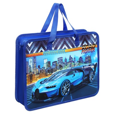 Папка с ручками пластиковая А4 Calligrata «Машина синяя», 32.2×25.6×7 см