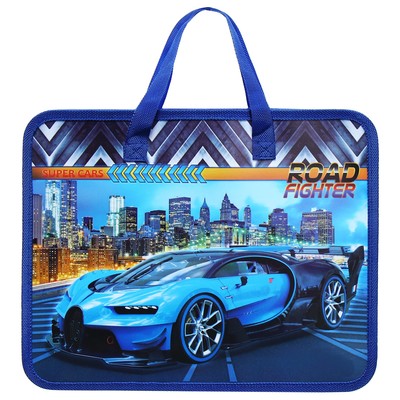 Папка с ручками пластиковая А4 Calligrata «Машина синяя», 32.2×25.6×7 см