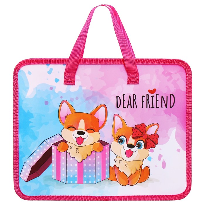 Папка с ручками пластиковая А4 Calligrata «Собачки», 32.2×25.6×7 см - Фото 1