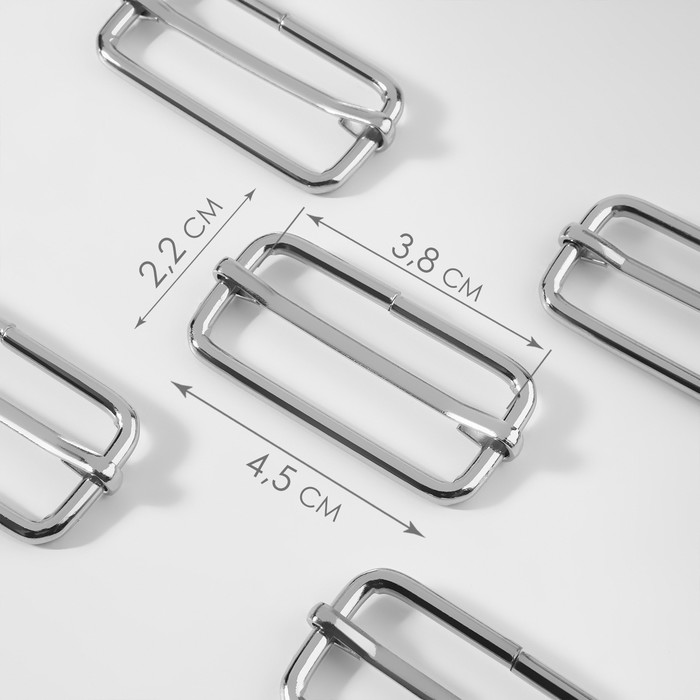 Пряжка регулирующая, вн. ширина=38 мм, s=3.5 мм, цвет серебряный - Фото 1