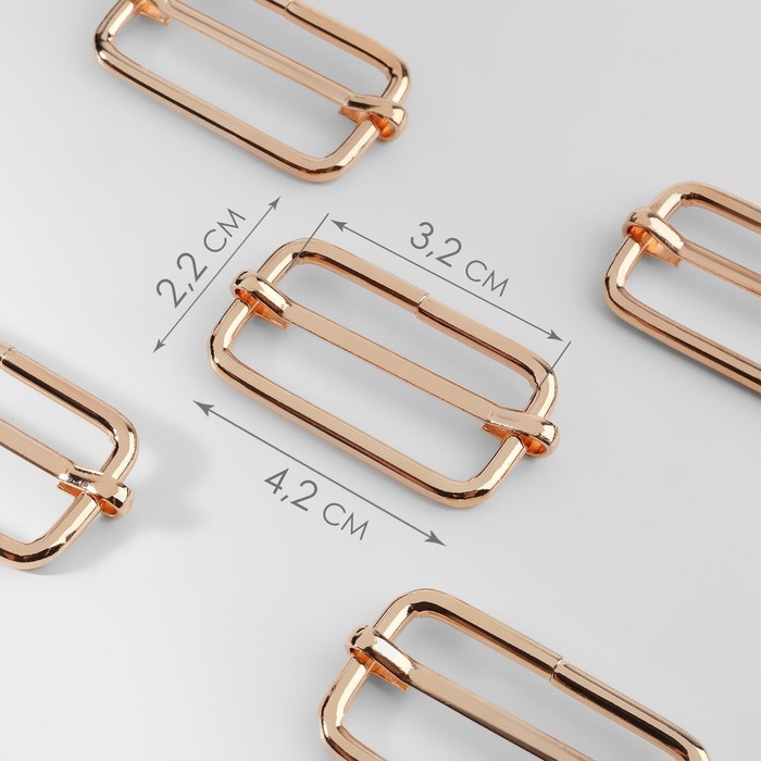 Пряжка регулирующая, вн. ширина=32 мм, s=5 мм, 5 шт., цвет золотой - Фото 1