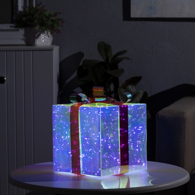 Светодиодная фигура «Подарок» 20 × 20 × 20 см, пластик, 220 В, свечение белое