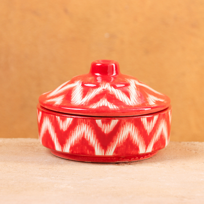 Сахарница узбекская Риштанская Керамика «Атлас», 250 мл, красная - Фото 1
