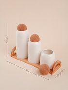 Банки для сыпучих SL Home «Тренто», 450/700/900 мл, набор 3 шт., на деревянной подставке, фарфор, белые - Фото 2