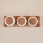 Банки для сыпучих SL Home «Тренто», 450/700/900 мл, набор 3 шт., на деревянной подставке, фарфор, белые - Фото 5