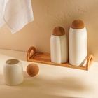 Банки для сыпучих SL Home «Тренто», 450/700/900 мл, набор 3 шт., на деревянной подставке, фарфор, белые - Фото 7