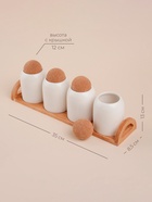 Банки для сыпучих SL Home «Тренто», набор 4 шт., на деревянной подставке, фарфор, белые - Фото 2