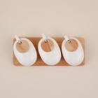 Банки для сыпучих SL Home «Тренто», 150 мл, набор 3 шт., с ложками, на деревянной подставке, фарфор, белые - Фото 5