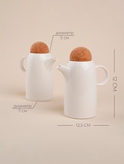 Набор для специй и соусов SL Home «Тренто», 5 предметов, соусник 300 мл, солонка/перечница 60 мл, на деревянной подставке, фарфор, белый - Фото 2