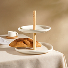 Этажерка - фруктовница круглая SL Home «Тренто», 2 яруса, фарфор, белая - Фото 1