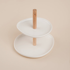 Этажерка - фруктовница круглая SL Home «Тренто», 2 яруса, фарфор, белая - Фото 2