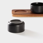 Набор соусников на деревянной подставке Magistro «Галактика», 4 предмета: 3 соусника 100 мл, подставка 33×9×5 см, фарфор, чёрный - Фото 5