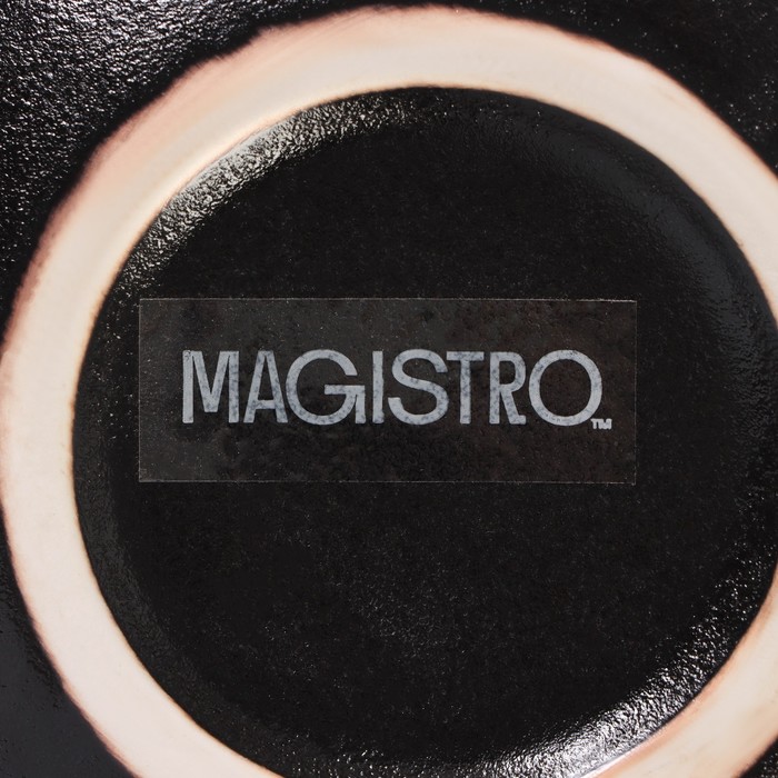 Миска фарфоровая на подставке из бамбука Magistro «Галактика», 1,2 л, 18×18×8,5 см, цвет чёрный