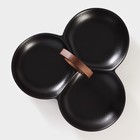 Менажница 3 ячейки Magistro «Галактика», 24.5×24.5×13.5 см, фарфор, чёрная - Фото 3