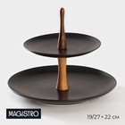 Этажёрка для фруктов и десертов Magistro «Галактика», 2 яруса, 19/27×22 см, фарфор, чёрная - Фото 1