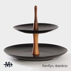 Этажёрка для фруктов и десертов Magistro «Галактика», 2 яруса, 19/27×22 см, фарфор, чёрная - Фото 2