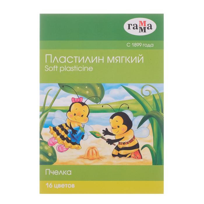 Пластилин мягкий (восковой) 16 цветов 196 г Гамма "Пчелка", со стеком, картонная упаковка 280030Н - Фото 1