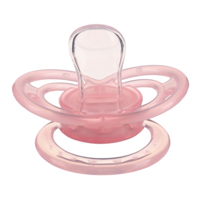 Соска - пустышка силиконовая ортодонтическая M&B «Котик», от 6 мес., с колпачком, розовый