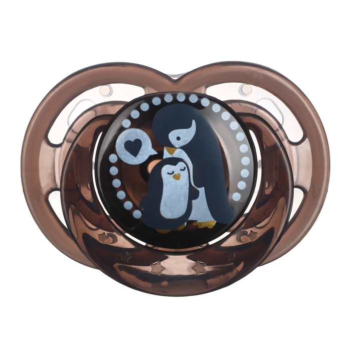 Соска - пустышка силиконовая ортодонтическая «Пингвинчик», от 6 мес., с колпачком, цвет черный - Фото 1