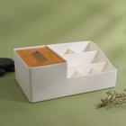 Органайзер для хранения «BAMBOO», 7 секций, 26.7×10×17 см, цвет белый/коричневый - Фото 4