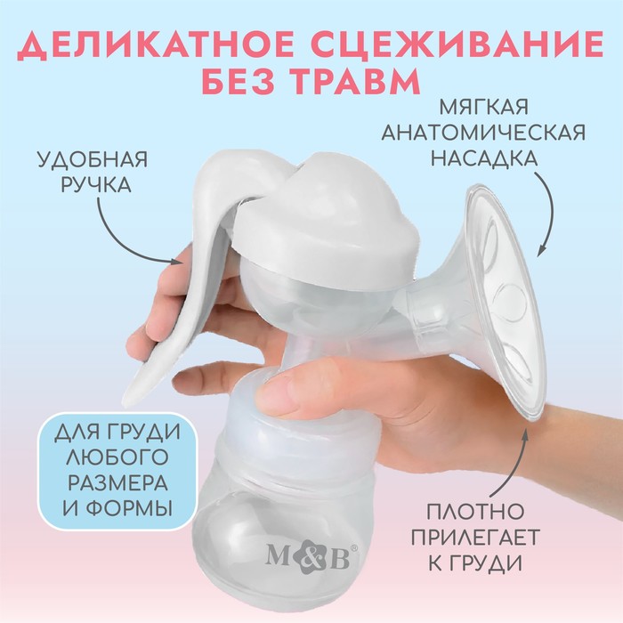 Молокоотсос ручной с бутылкой ШГ, 150мл, цвет белый