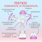 Молокоотсос ручной механический M&B 2 в 1, с бутылочкой для кормления ШГ и соской, 150 мл, розовый - Фото 4