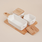 Набор для подачи блюд SL Home «Тренто», на подставке, 4 предмета: 3 ёмкости 500/250 мл, подставка, фарфор, белый - Фото 3