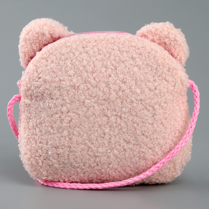 Мягкая сумка "Мишка". цвет нежно розовый