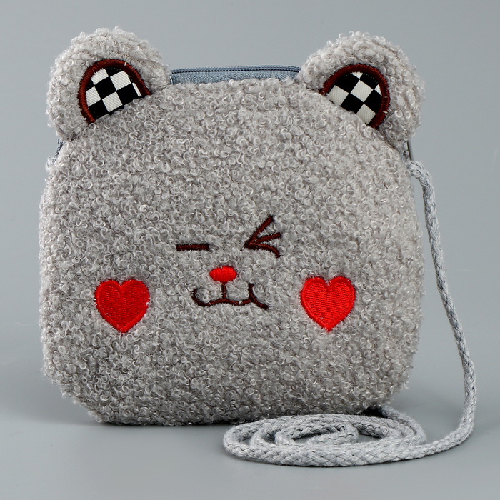 Мягкая сумка "Мишка". цвет серый - Фото 1