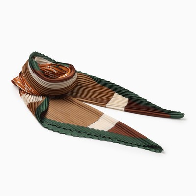 Платок плиссированный женский MINAKU, размер 70×70, коричневый, зелёный