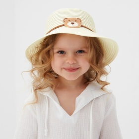 Шляпа для девочки "Мишка" MINAKU, р-р 52, цв.молочный