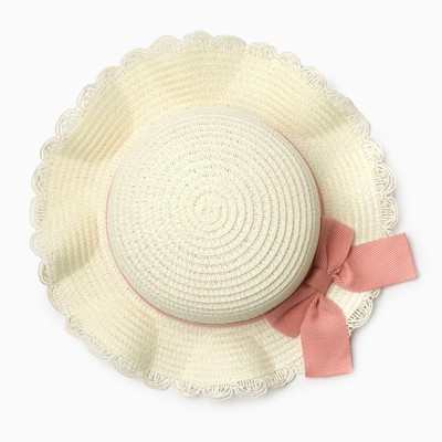 Шляпа для девочки с бантом MINAKU, р-р 52, цв.молочный
