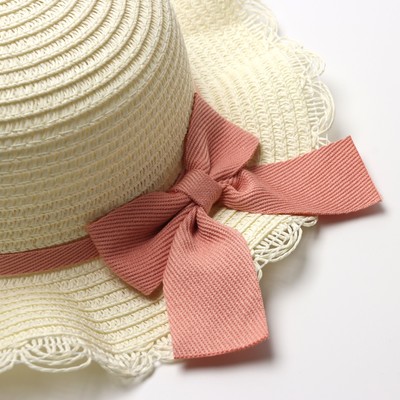 Шляпа для девочки с бантом MINAKU, р-р 52, цв.молочный