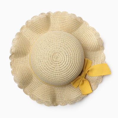 Шляпа для девочки с бантом MINAKU, р-р 52, цв.светло-коричневый