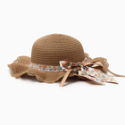 Шляпа для девочки "Милашка" MINAKU, р-р 52, цв.светло-коричневый - фото 109720770
