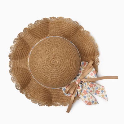 Шляпа для девочки MINAKU «Милашка», светло-коричневая, размер 52 (3-5 лет)