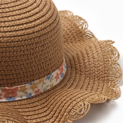 Шляпа для девочки MINAKU «Милашка», светло-коричневая, размер 52 (3-5 лет)